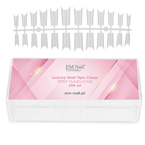 EM Nail Tipsy tunelowe proste - Luxury Nail Tips Clear 504 szt.