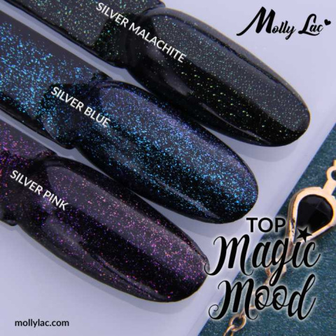 TOP NO WIPE MAGIC MOOD MOLLYLAC Z DROBINKAMI SILVER BLUE 5ml TOP NO WIPE MAGIC MOOD MOLLYLAC Z DROBINKAMI SILVER BLUE 5ml