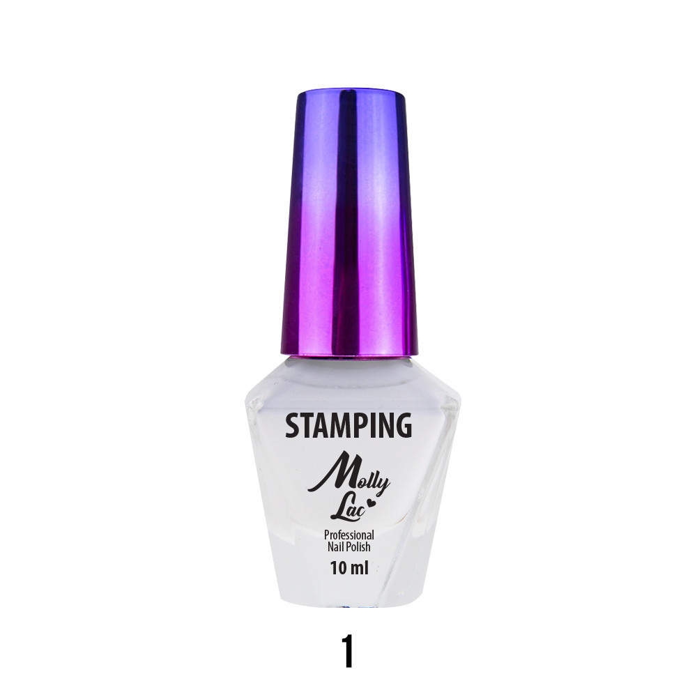 Lakier do stempli i stampingu MollyLac biały 10 ml Nr 1 Lakier do stempli i stampingu MollyLac biały 10 ml Nr 1