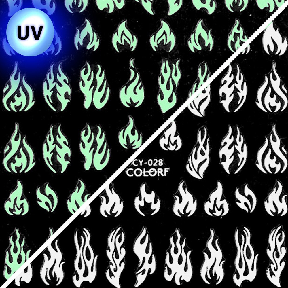 Naklejki do paznokci cienkie samoprzylepne świecące w UV Colorf CY-028