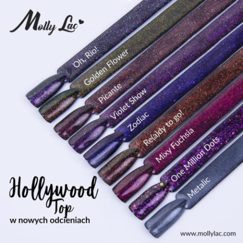 Top no wipe Hollywood z drobinkami MollyLac Re(a)dy to go! 5ml Top no wipe Hollywood z drobinkami MollyLac Re(a)dy to go! 5ml