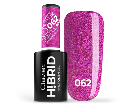 H!BRID Lakier hybrydowy brokatowy, glitter – 062 – Joyfull Pink