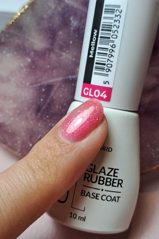 Luxury Baza RUBBER BASE kolorowa z drobinkami GLAZE - Mellow GL04 róż 10ml