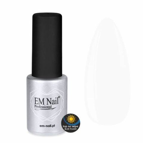 EM Nail Top Coat No Wipe Blue Flash 6ml