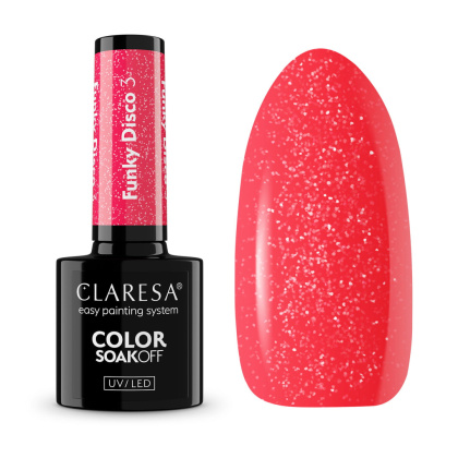 Claresa Lakier hybrydowy Funky disco 3 Coral twist -5g