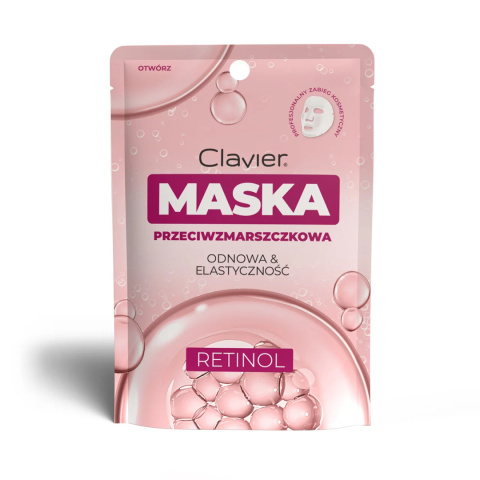 Maska do twarzy w płacie Clavier, przeciwzmarszczkowa z retinolem, 25ml