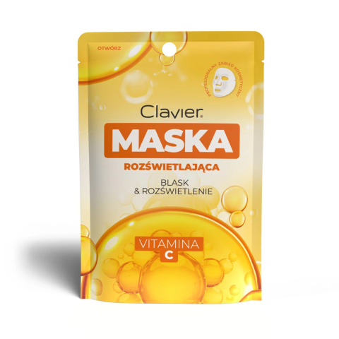 Maska do twarzy w płacie Clavier, rozświetlająca z witaminą C, 25ml