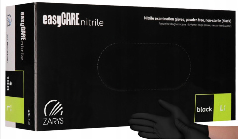 Rękawiczki nitrylowe bezpudrowe czarne ZARYS EasyCARE rozm. L 100szt