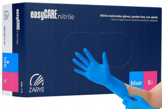 Rękawiczki nitrylowe bezpudrowe easyCARE nitrile r. S niebieskie 100 szt.