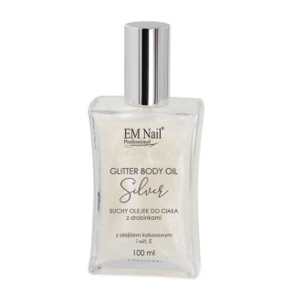 EM Nail Glitter Body Oil Silver 100 ml