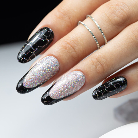 Lakier hybrydowy Molly Nails Crackle Gel black Nr 158 8g