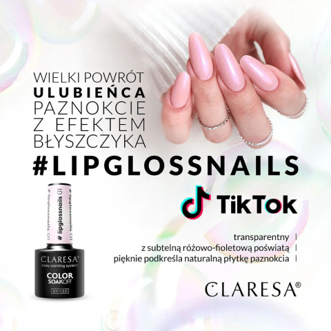 CLARESA Lakier hybrydowy #lipglossnails 01/5g