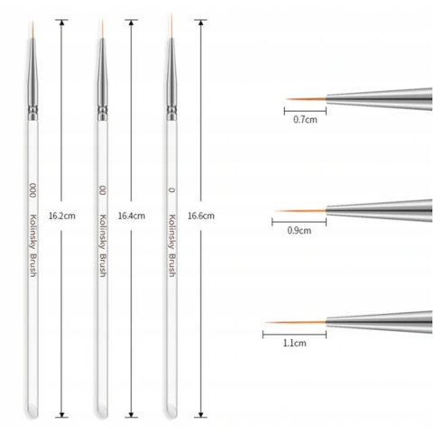 Pędzelki do żelu akrylu zdobień białe 15 elementów