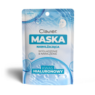 Maska do twarzy w płacie Clavier, nawilżająca, wygładzająca z kwasem hialuronowym, 25ml