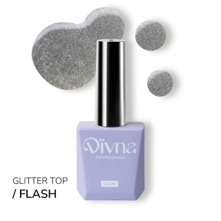 DIVNA Top Flash 13 ml srebrny top hybrydowy z drobinkami