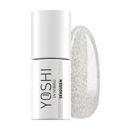 Yoshi Lakier Hybrydowy UV LED Seaqueen 6 ml – 174 Mermagic, Srebrny Perłowy z Holograficznymi Drobninkami TPO-FREE