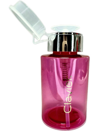 Dozownik z Pompką Clavier, na płyny, cleaner, aceton -różowo - srebrny/ transparentny, 180 ml, 1 szt.