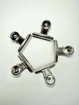 Klips metalowy/klamra do zaciskania tunelu srebrny 4 cm zestaw 5 sztuk