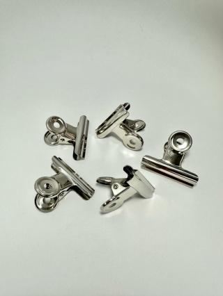 Klips metalowy/klamra do zaciskania tunelu srebrny 4 cm zestaw 5 sztuk