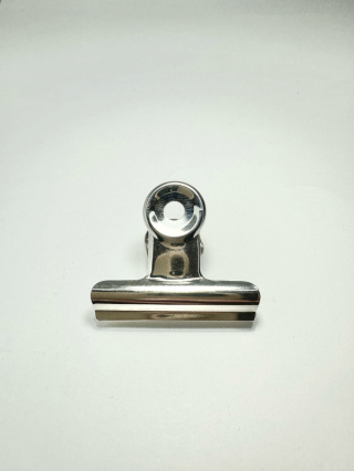 Klips metalowy/klamra do zaciskania tunelu srebrny 4 cm