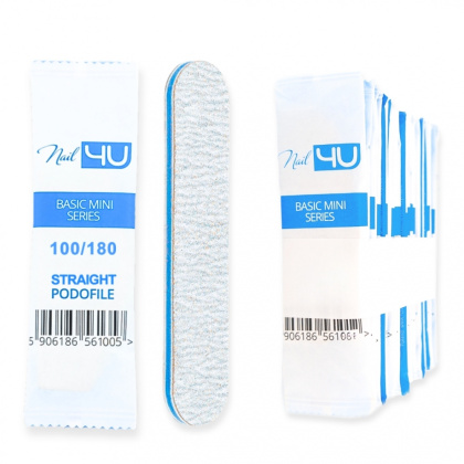 Nail4u Pilnik Podofile BASIC MINI Prosty 100/180 (25 sztuk) – Jednorazowy Pilnik