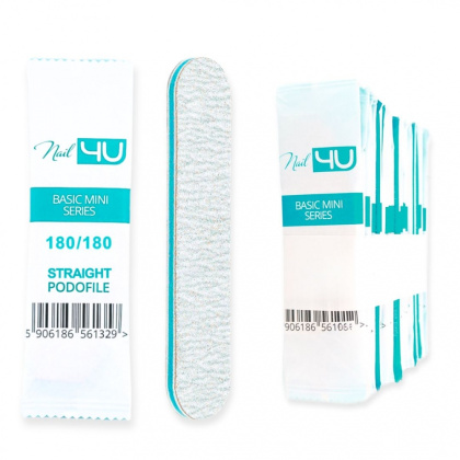 Nail4u Pilnik Podofile BASIC MINI Prosty 180/180 (25 sztuk) – Ekologiczny Pilnik Jednorazowy