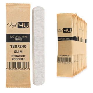 Nail4u Pilnik Podofile Slim Mini Prosty 180/240 (50 sztuk) – Drewniany, Ekologiczny Pilnik