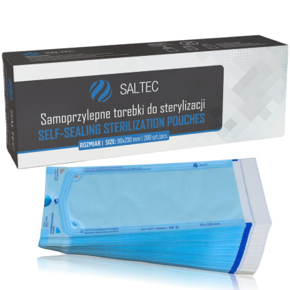 Saltec Torebki do Sterylizacji 90x230 mm Samoprzylepne do Autoklawu – 200 szt.