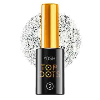 Yoshi UV Hybrid Top Dots No2 10 ml – Matowy Top Hybrydowy z Czarne Drobinki