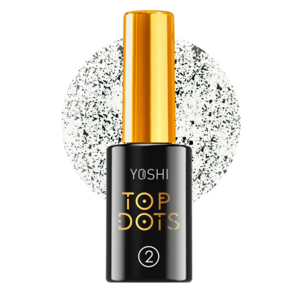 Yoshi UV Hybrid Top Dots No2 10 ml – Matowy Top Hybrydowy z Czarne Drobinki