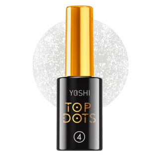 Yoshi UV Hybrid Top Dots No4 10 ml – Matowy Top Hybrydowy z Białymi Drobinkami