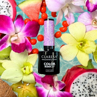 Claresa Lakier Hybrydowy Tropical Escape 8 5g – brokatowa lawenda