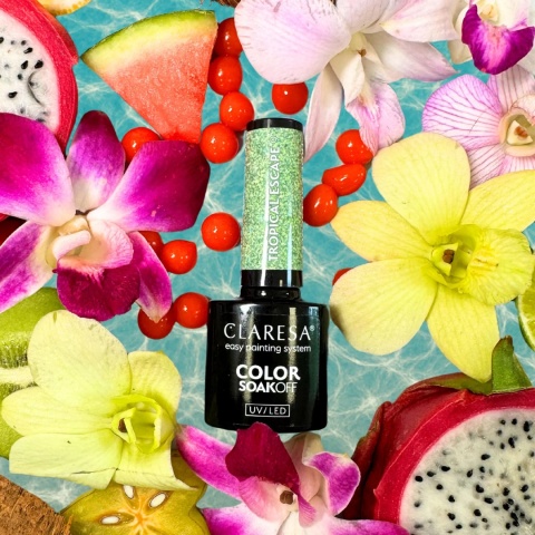 Claresa Lakier Hybrydowy Tropical Escape 9 5g – srebrzysta zieleń z połyskiem