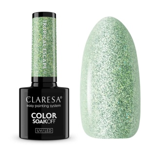 Claresa Lakier Hybrydowy Tropical Escape 9 5g – srebrzysta zieleń z połyskiem