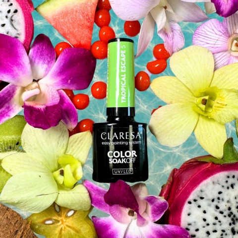Claresa Lakier hybrydowy do paznokci Tropical Escape 5 neonowa limonka 5g Claresa Lakier hybrydowy do paznokci Tropical Escape 5 neonowa limonka 5g