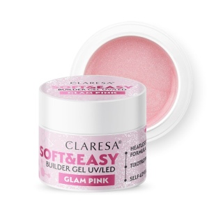 Claresa SOFT&EASY Builder Gel Glam Pink 45g żel budujący róż z drobinką