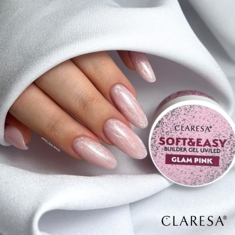 Claresa SOFT&EASY Builder Gel Glam Pink 45g żel budujący róż z drobinką
