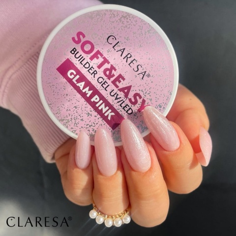 Claresa SOFT&EASY Builder Gel Glam Pink 45g żel budujący róż z drobinką