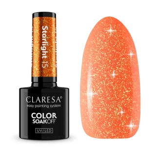 Claresa Starlight 15 – lakier hybrydowy pomarańczowy z efektem flash 5g
