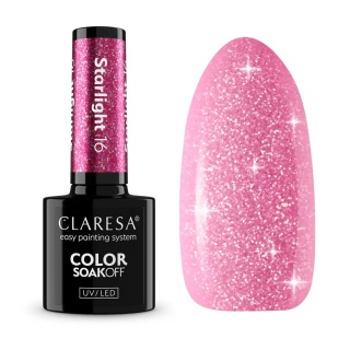 Claresa Starlight 16 – lakier hybrydowy różowy z efektem flash 5g