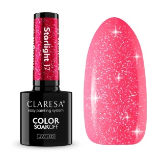 Claresa Starlight 17 – lakier hybrydowy fuksja z efektem flash 5g