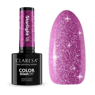 Claresa Starlight 18 – lakier hybrydowy fiolet z efektem flash 5g
