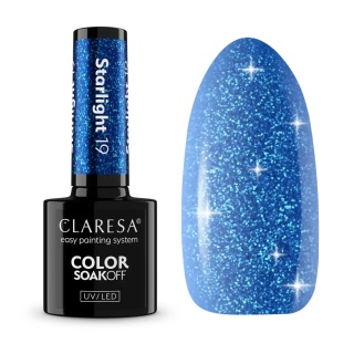 Claresa Starlight 19 – lakier hybrydowy niebieski z efektem flash 5g