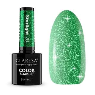 Claresa Starlight 20 – lakier hybrydowy zielony z efektem flash 5g