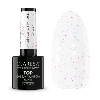 Claresa Top No Wipe Candy Rainbow 5g– top z pastelowym konfetti do paznokci