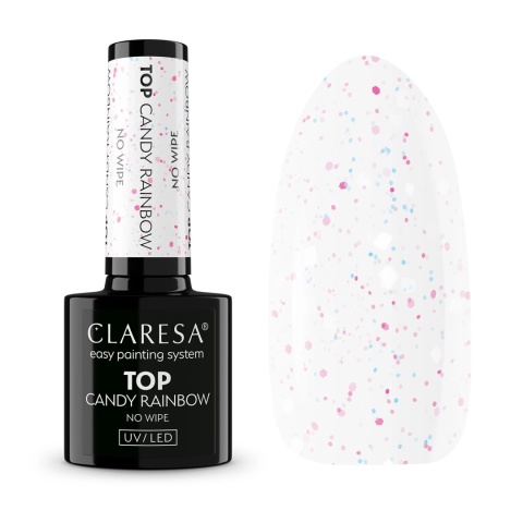 Claresa Top No Wipe Candy Rainbow 5g– top z pastelowym konfetti do paznokci Claresa Top No Wipe Candy Rainbow 5g– top z pastelowym konfetti do paznokci
