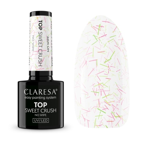 Claresa Top No Wipe Sweet Crush 5g – top z pastelową posypką do paznokci Claresa Top No Wipe Sweet Crush 5g – top z pastelową posypką do paznokci