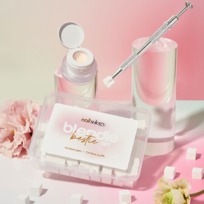 Clavier Nailsology Blendie Bestie Set 100 szt.–zestaw do ombre pen+gąbeczki