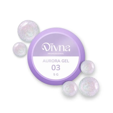 DIVNA Aurora Gel 03 – Żel shimmer do zdobień z efektem blasku 5 ml