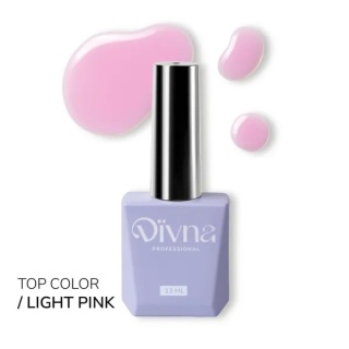 DIVNA Top Light Pink No Wipe 13 ml – różowy top hybrydowy bez przemywania